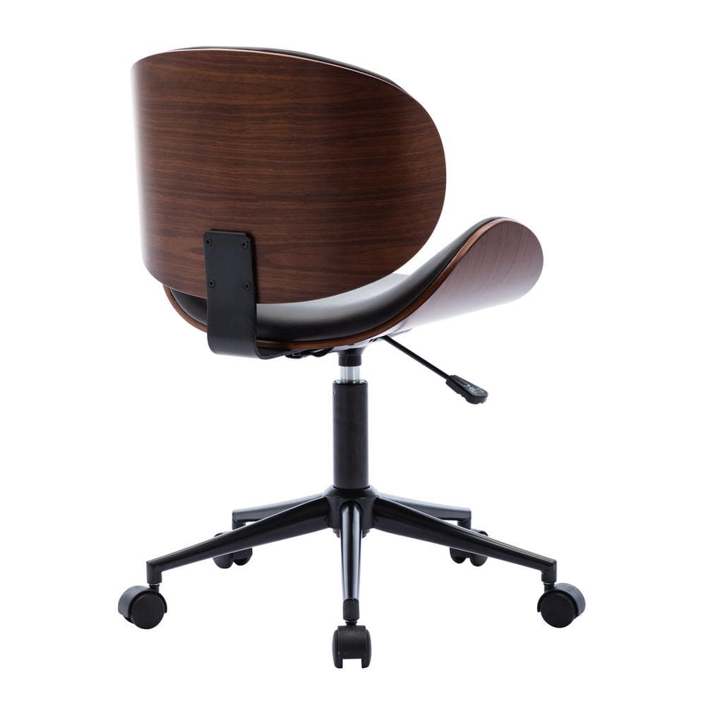 LUCKY ONE Modern 36.23 in. Height Dark Leather Upholstered Bar or Office Stool with Adjustable Height and Wheels WF-3097-AW