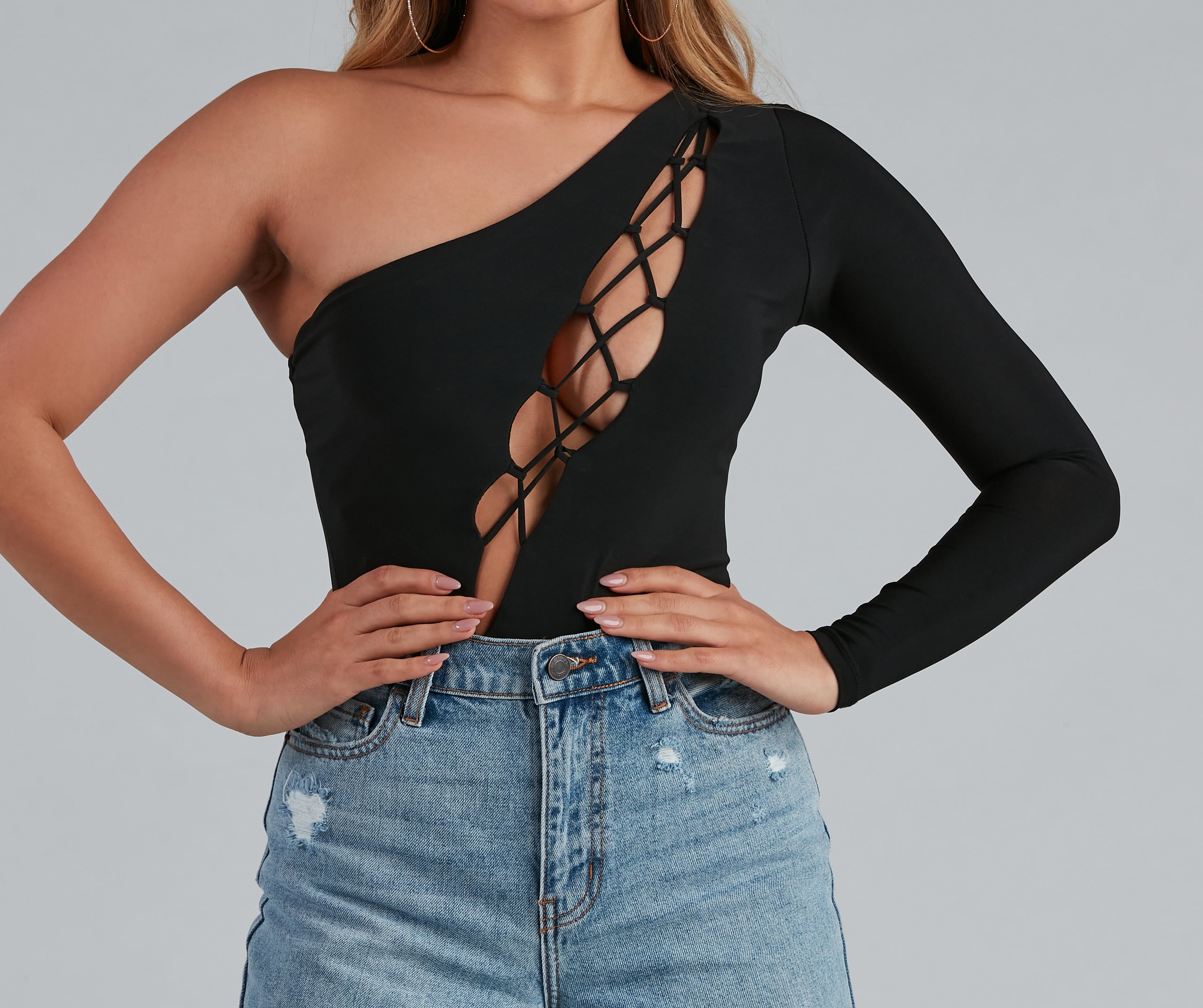 Have We Met Lace-Up Bodysuit