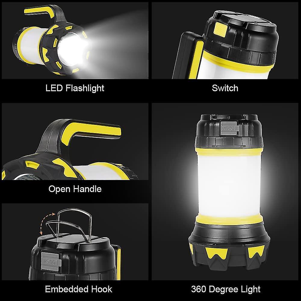 Rechargeable Led Lantern， 1000 Lumens 360 Camping Lamp， Rechargeable Led Portable Spotlight， Ultra Powerful， 6 Modes Camping Lamp， Usb Cable Included