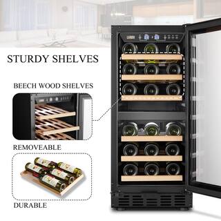 LANBO 15 in. 28 Bottle Stainless Steel Dual Zone Wine Refrigerator LW28D