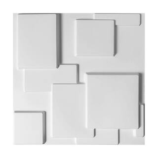 Art3d 19.7 in. x 19.7 in. White PVC 3D Wall Panels Brick Wall Design (12-Pack) A10033hd