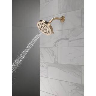 Delta 5-Spray Patterns 1.75 GPM 6 in. Wall Mount Fixed Shower Head in Champagne Bronze 52535-CZ