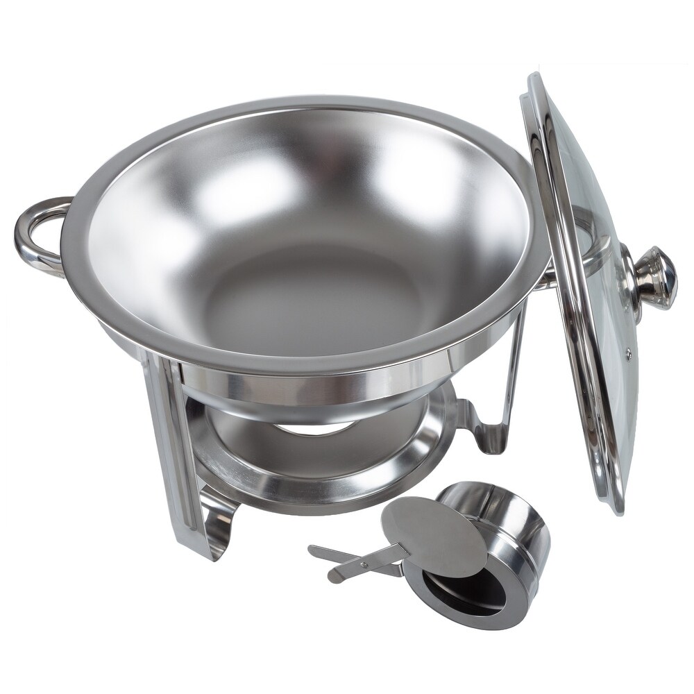 Round 5 QT Chafing Dish Buffet Set �C Includes Water Pan  Food Pan  Fuel Holder  Cover  and Stand by Great Northern Party