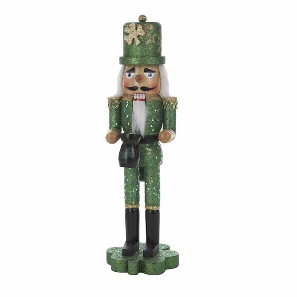 Kurt Adler 15Inch Wooden Irish Nutcracker on Shamrock Base