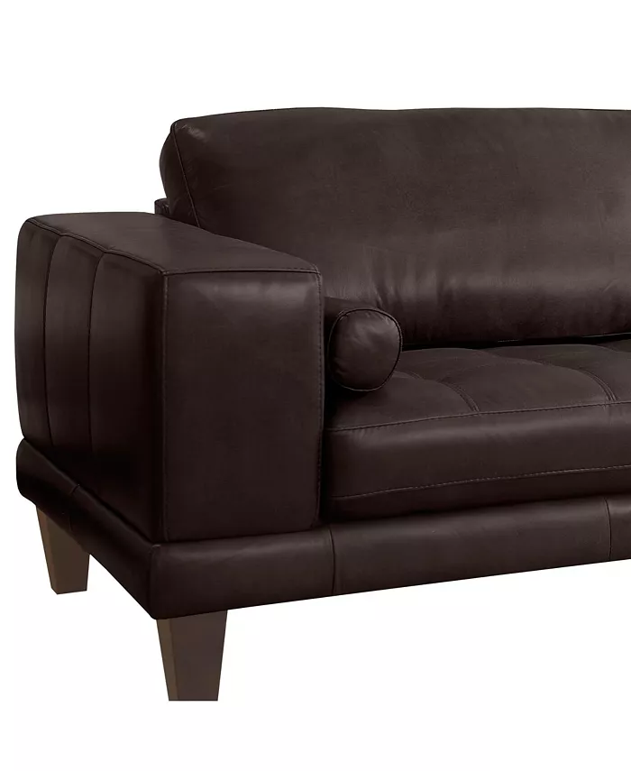 Armen Living Wynne 94 Genuine Leather with Wood Legs in Contemporary Sofa