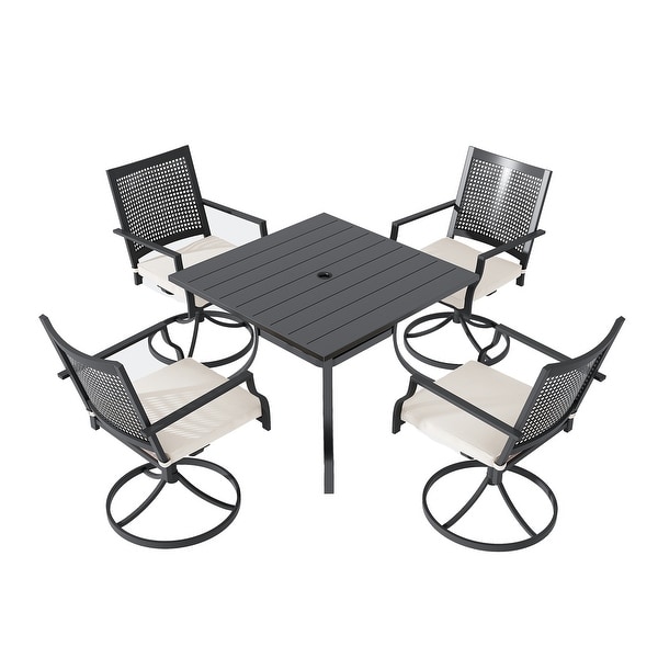 5 Pieces Patio Dining Set with Swivel Chairs