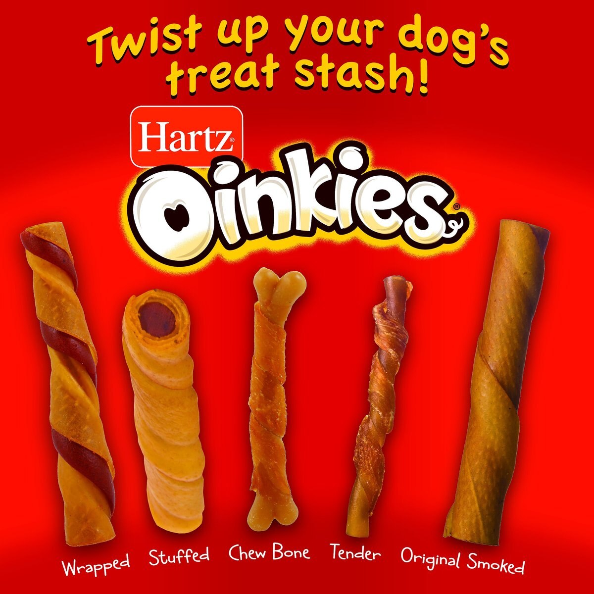 Hartz Oinkies Porkalicious Sizzling Bacon Natural Chew Dog Treats