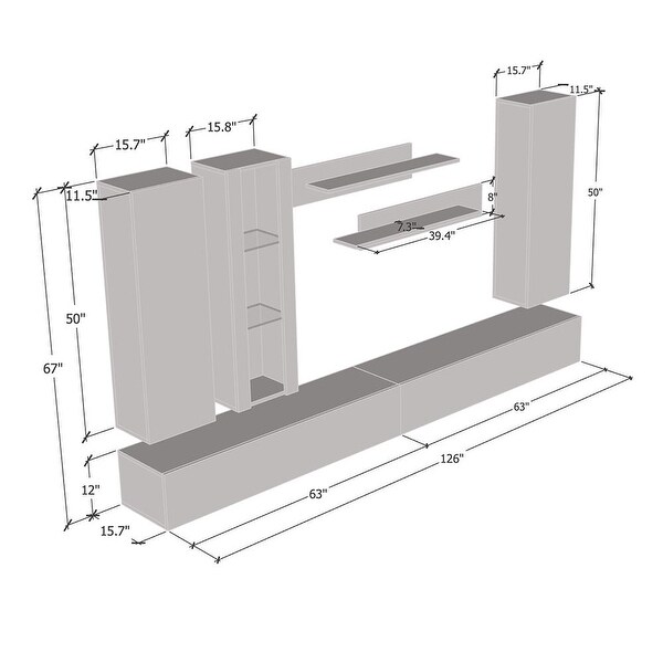 Fly EF4 30TV Wall Mounted Floating Modern Entertainment Center