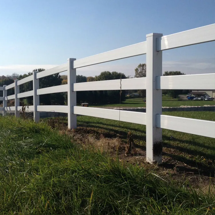 Vinyl Horse Fence Rail Post Plastic PVC Lattice Factory Supply 1.5 X 3.5 Top 3 Rails Black Pvc Coated Cheap Farm Fence Modern