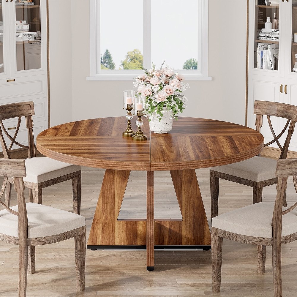 47 Inch Farmhouse Round Dining Table for 4 Kitchen Table