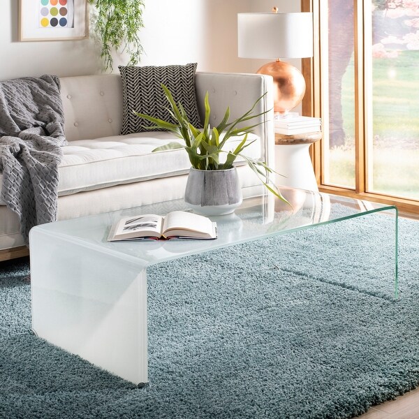 SAFAVIEH Crysta Ombre Glass Coffee Table-Clear / White - 47.2