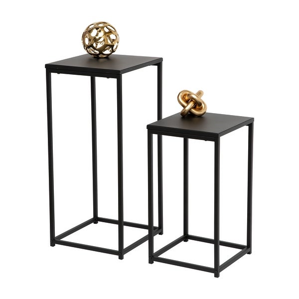 Set of 2 Square Side Tables， Black