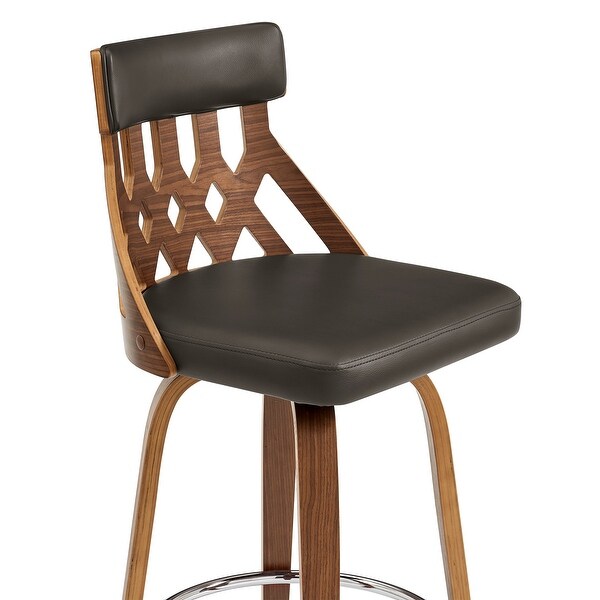 Crux Swivel Bar Stool in Faux Leather and Wood