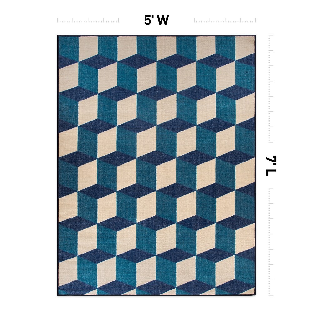 Contemporary Geometric Flatweave Indoor/Outdoor Area Rug