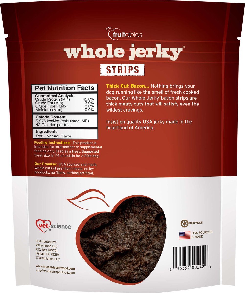 Fruitables Whole Jerky Thick Cut Bacon Dog Treats