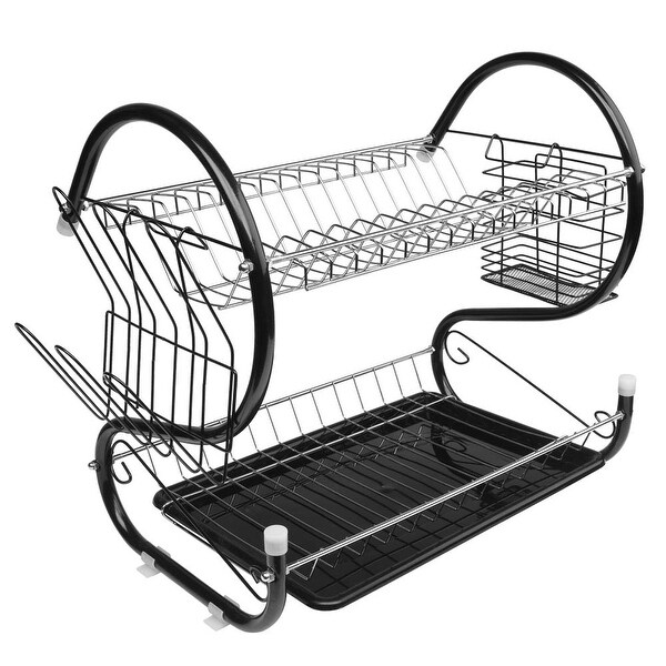 2 Tier Dish Drainer Drying Rack Large Capacity Kitchen Storage