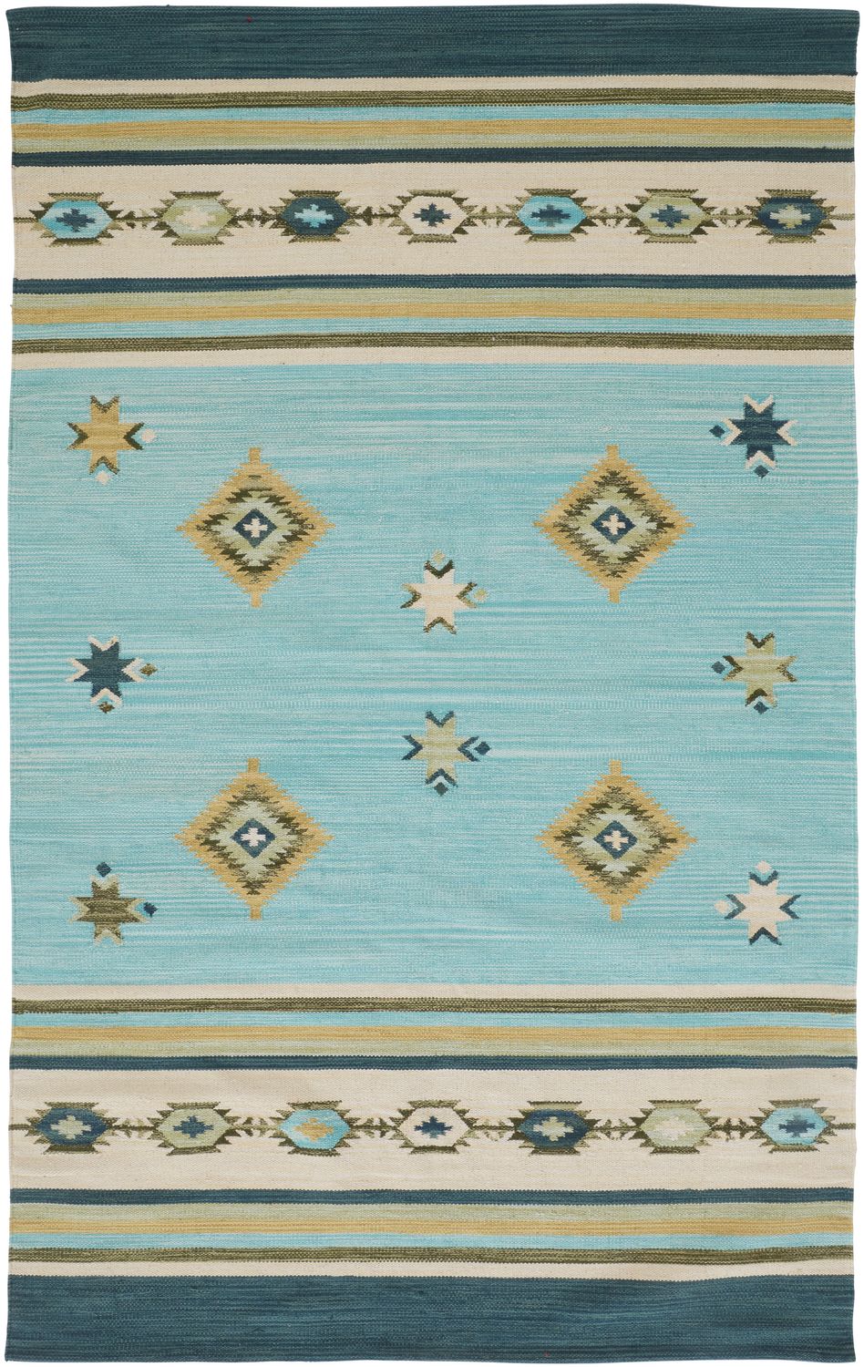 Amara Flatweave Blue and Yellow Rug by BD Fine