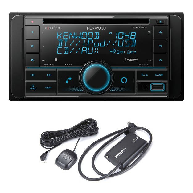 Kenwood Excelon Dpx795bh Bluetooth Usb Double Din Cd Receiver With A Sirius Xm Sxv300v1 Connect Vehicle Tuner Kit For Satellite Radio