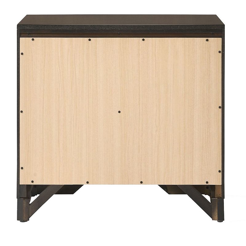 Wooden Nightstand with Dramatic Bevel Drawer Fronts， Espresso Brown