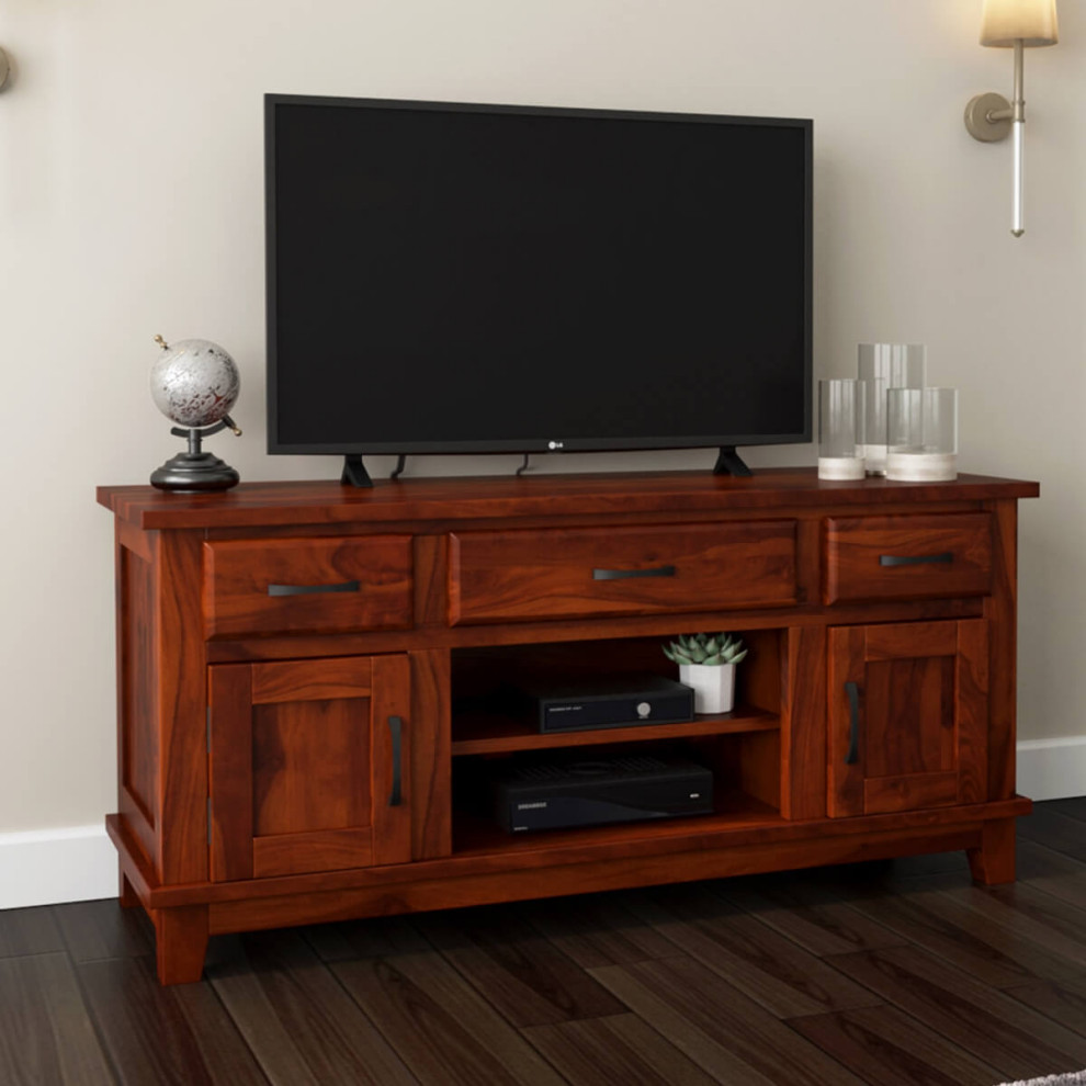 Sierra Nevada Rustic Solid Wood TV Media Console   Transitional   Entertainment Centers And Tv Stands   by Sierra Living Concepts Inc  Houzz