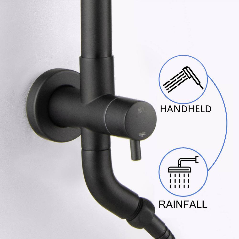 PROOX 3-Spray Round High Pressure Wall Bar Shower Kit with Hand Shower in Matte Black (Valve Included) PR1105-MB