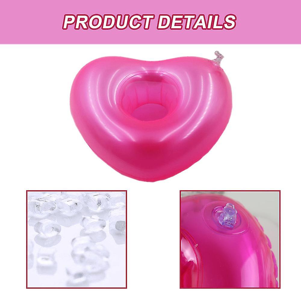 12 Pcs Inflatable Drink Holder Float Drink Cup Holder Heart Shaped For Summer Swimming Pool