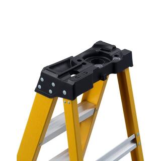 DW 8 ft. Fiberglass Step Ladder 12.2 ft. Reach Height Type 1AA - 375 lbs. Expanded Work Step and Impact Absorption System DXL3410-08