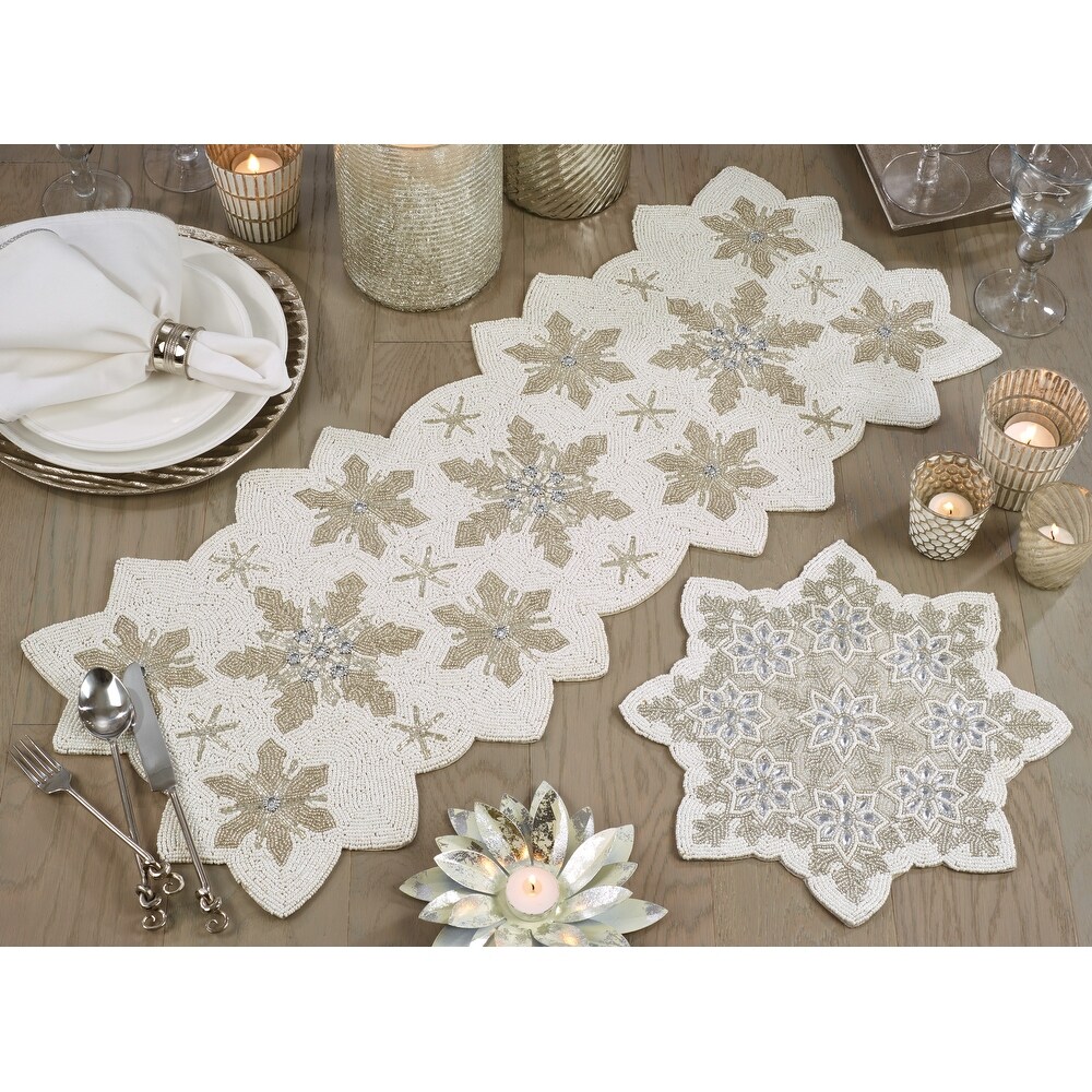 Beaded Table Runner With Snowflake Design