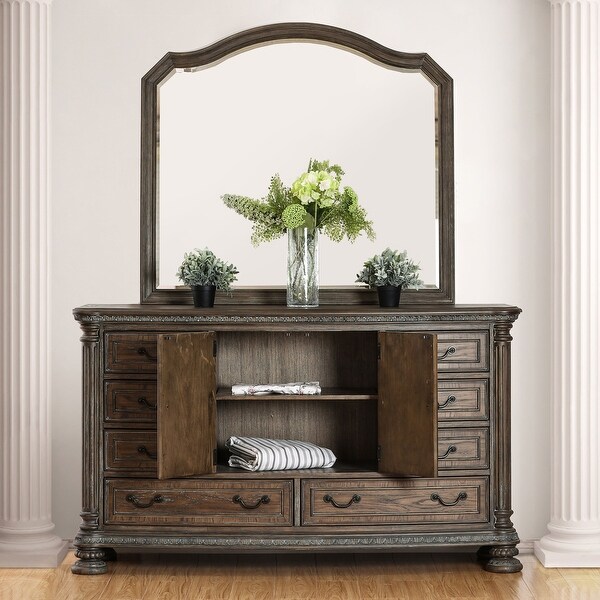 Furniture of America Brez Brown 2-piece Dresser and Mirror Set - - 14587002