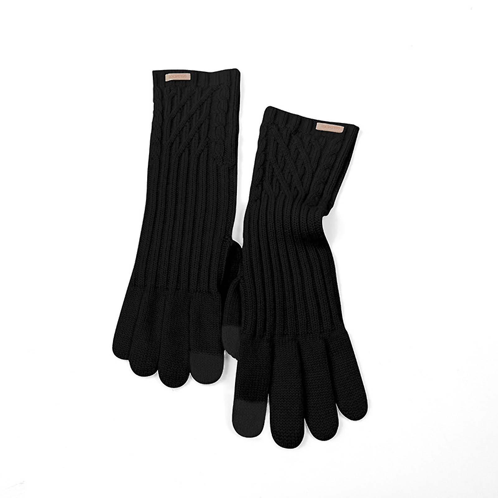 Winter Women Thickened Cold-proof Wrist Lengthened Windproof Warm Knitted Gloves