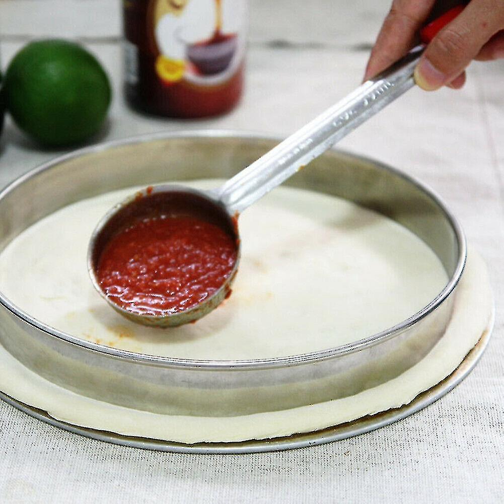 Pizza Spread Sauce Ladle Rubber Handle Flat Bottom Kitchen Cooking Spoon Stainless Steel Measuring