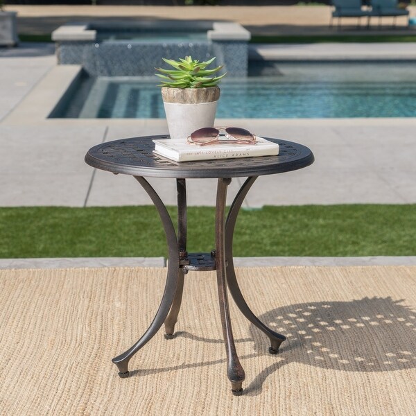 Lola Outdoor Round Aluminum Side Table by Christopher Knight Home