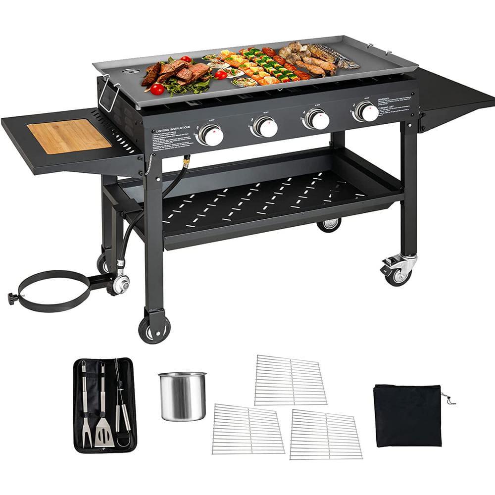 SUGIFT 4Burner Propane Gas Grill in Black with Griddle Top