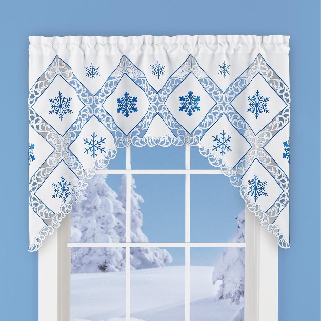 Collections Etc Embroidered Snowflake Swag Window Valance