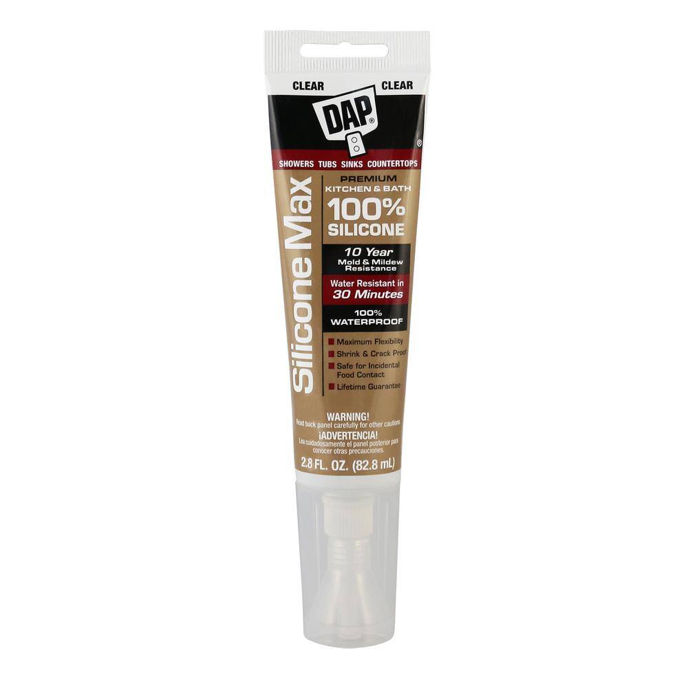 DAP Silicone Max 2.8 oz. Clear Premium Kitchen and Bath Silicone Sealant (12-Pack) 7079808794