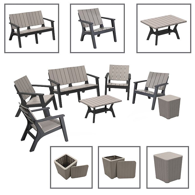 Dukap Enzo Patio Loveseat， Chair and Table 7-piece Set