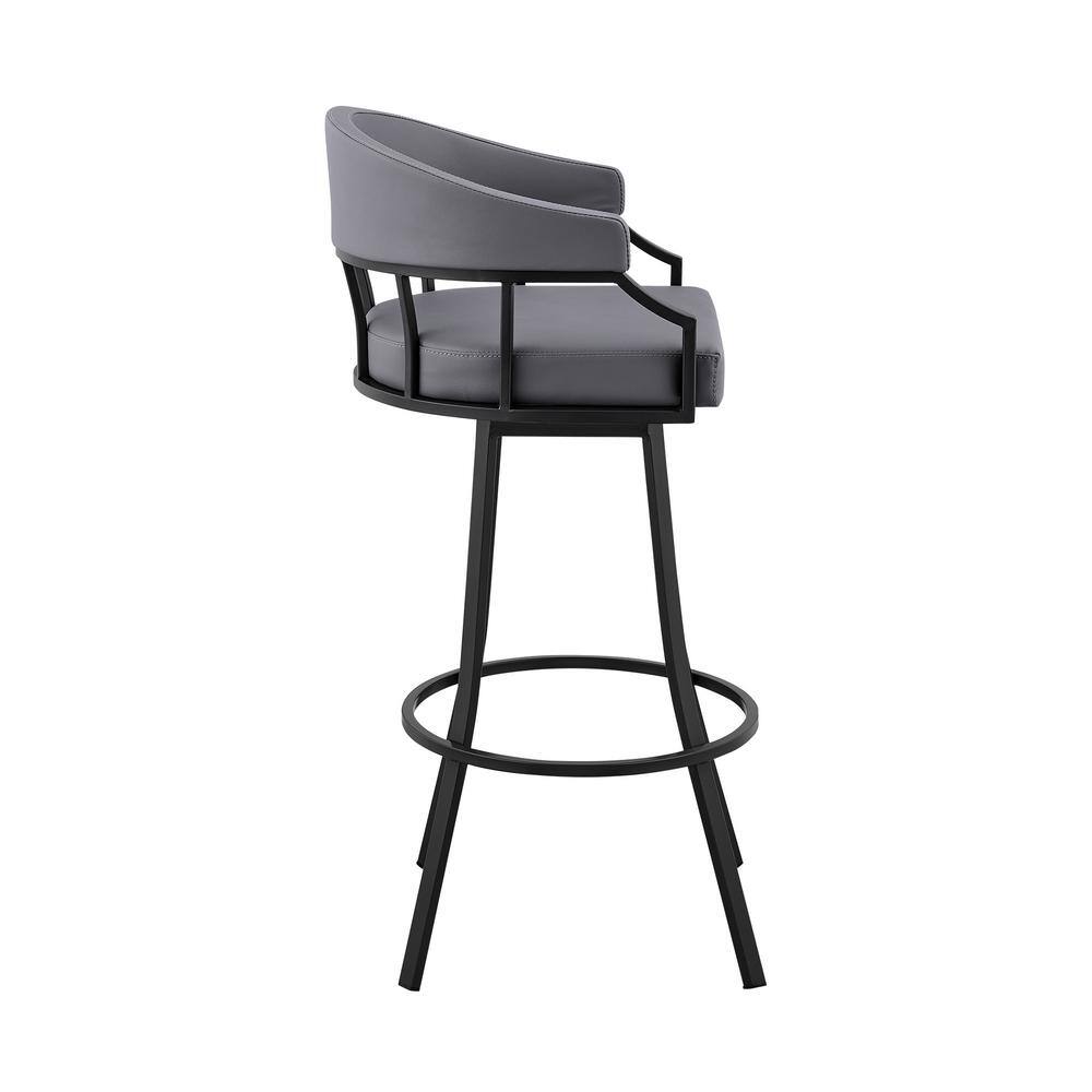 Armen Living Valerie 36 in. Slate Grey Metal Bar Stool with Faux Leather Seat LCVLBAMBGR26