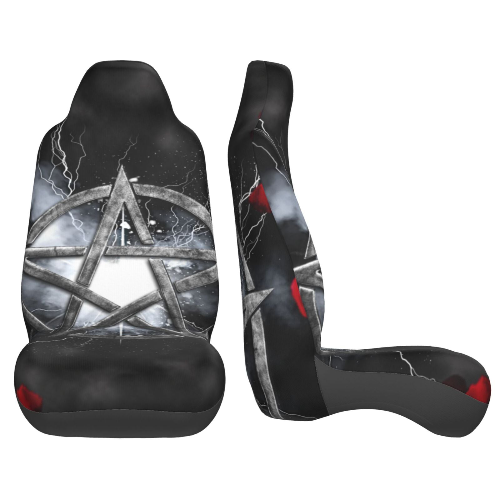 TEQUAN Front Seat Covers， Gothic Fantasy Pentagram Petals Pattern 2 Piece Car Seat Cover Fit Most Car SUV Truck Van