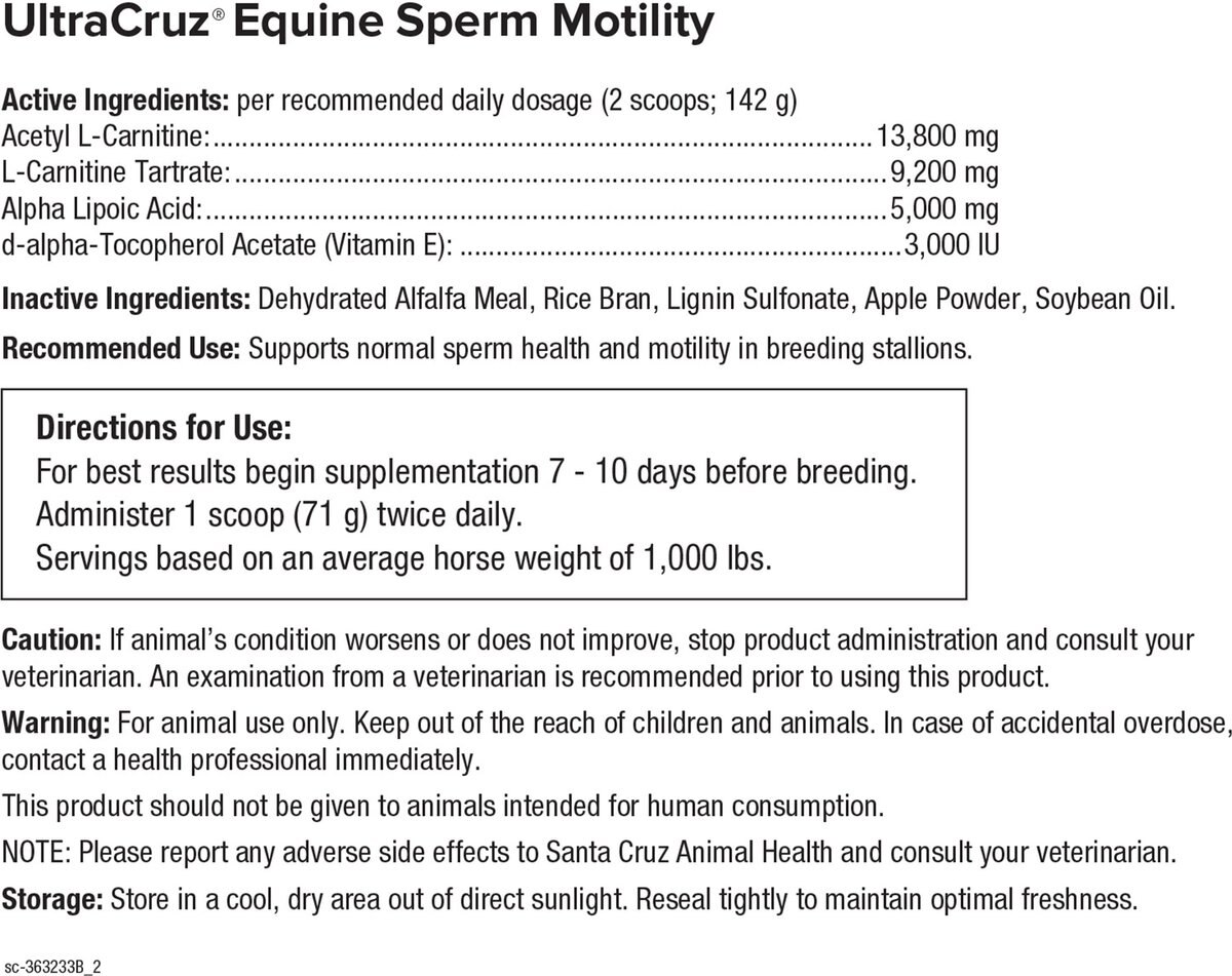 UltraCruz Sperm Motility Pellets Horse Supplement