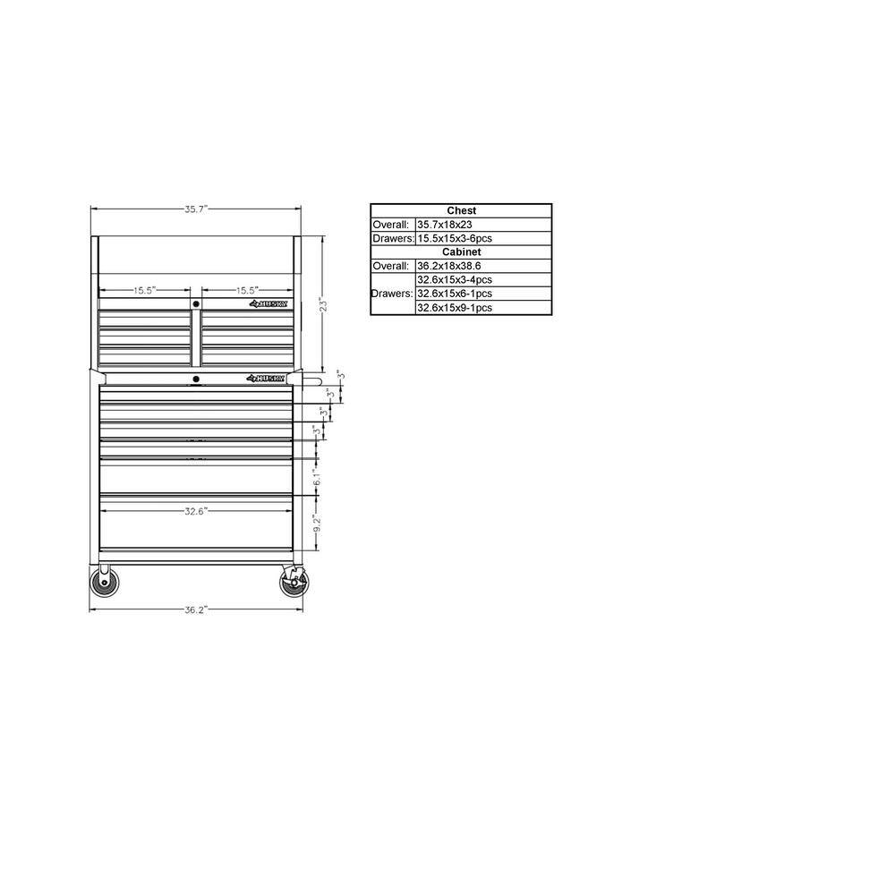 Husky 36 in. W 12-Drawer Gloss Red Combination Tool Chest and Cabinet Combo UACT-H-360121