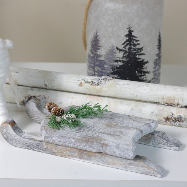 Gray Weathered Wood Sleigh Christmas Decoration