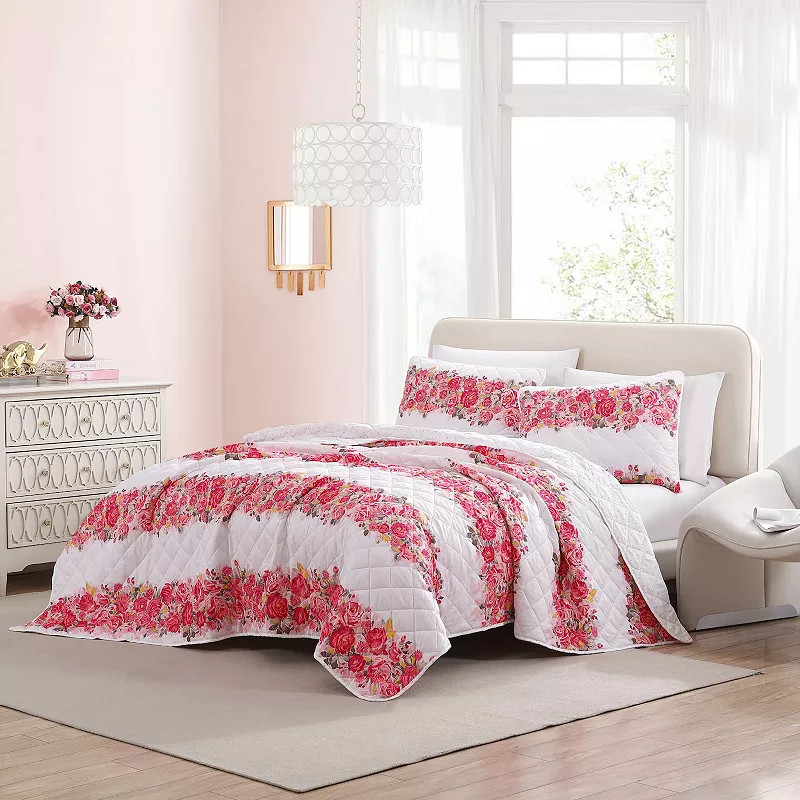 Betsey Johnson Floral Pink Floral Quilt Set