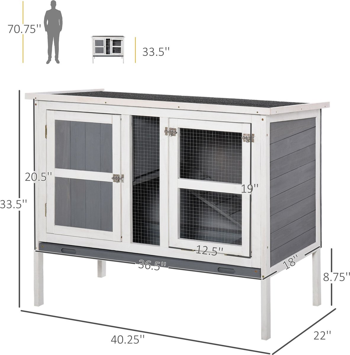 PawHut Wooden Rabbit Hutch