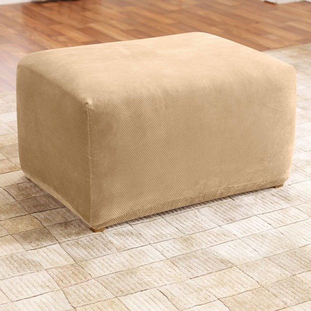 Stretch Pique Ottoman Slipcover Cream Sure Fit