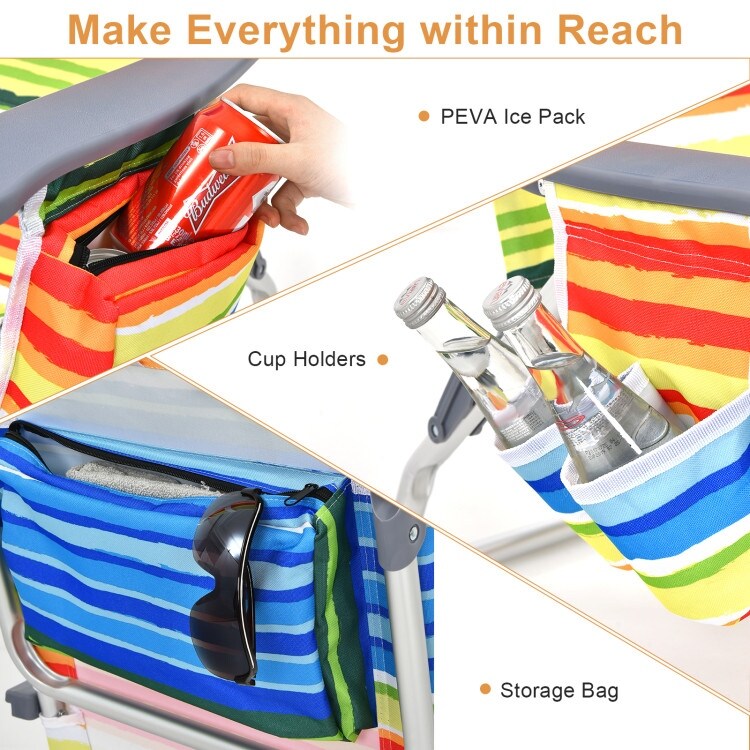 2 Packs 5 Position Outdoor Folding Backpack Beach Table Chair Reclining Chair Set   23.5\