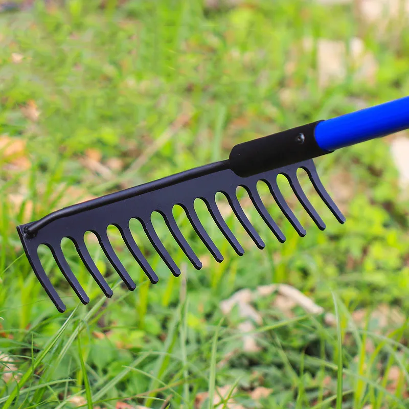 High Quality Non Slip Grip Garden Hand Rake 14 Teeth Hand Rake Tool  With Fiberglass Handle