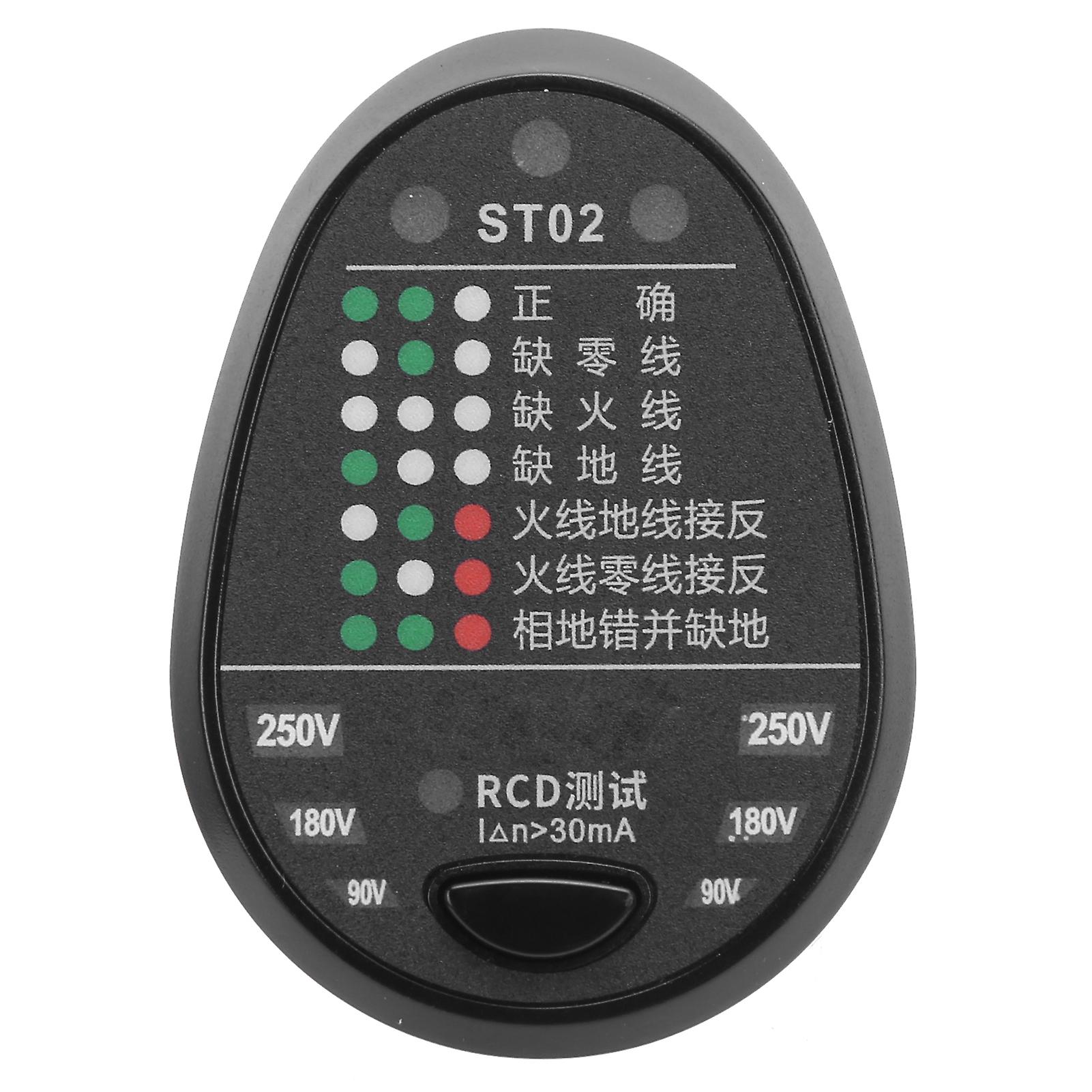 St02 Led Display Socket Tester Multifunction Mains Fault Polarity Phase Check Detector Au Plug 100240v