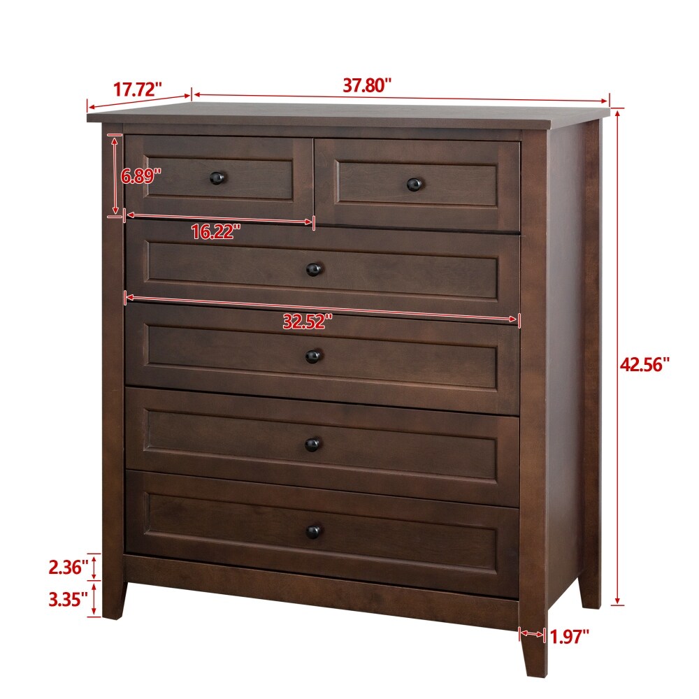 6 Drawer Dresser Bar Storge Cabinet Lockers with Retro Round Handle