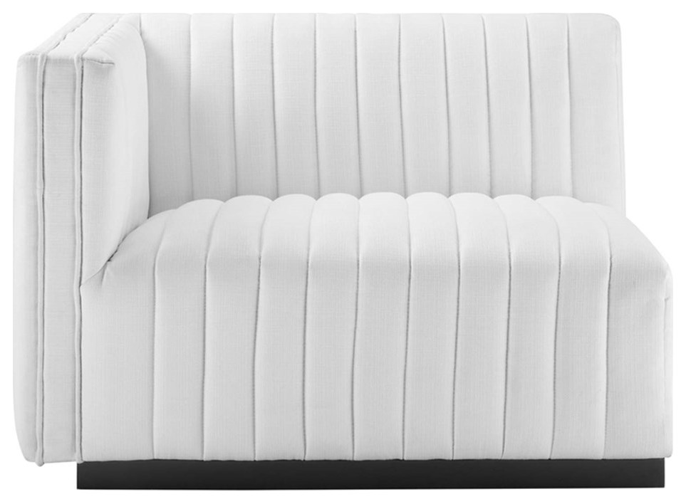 Modway Conjure 5 Piece Channel Tufted Fabric Sectional in White/Black   Transitional   Sectional Sofas   by Homesquare  Houzz