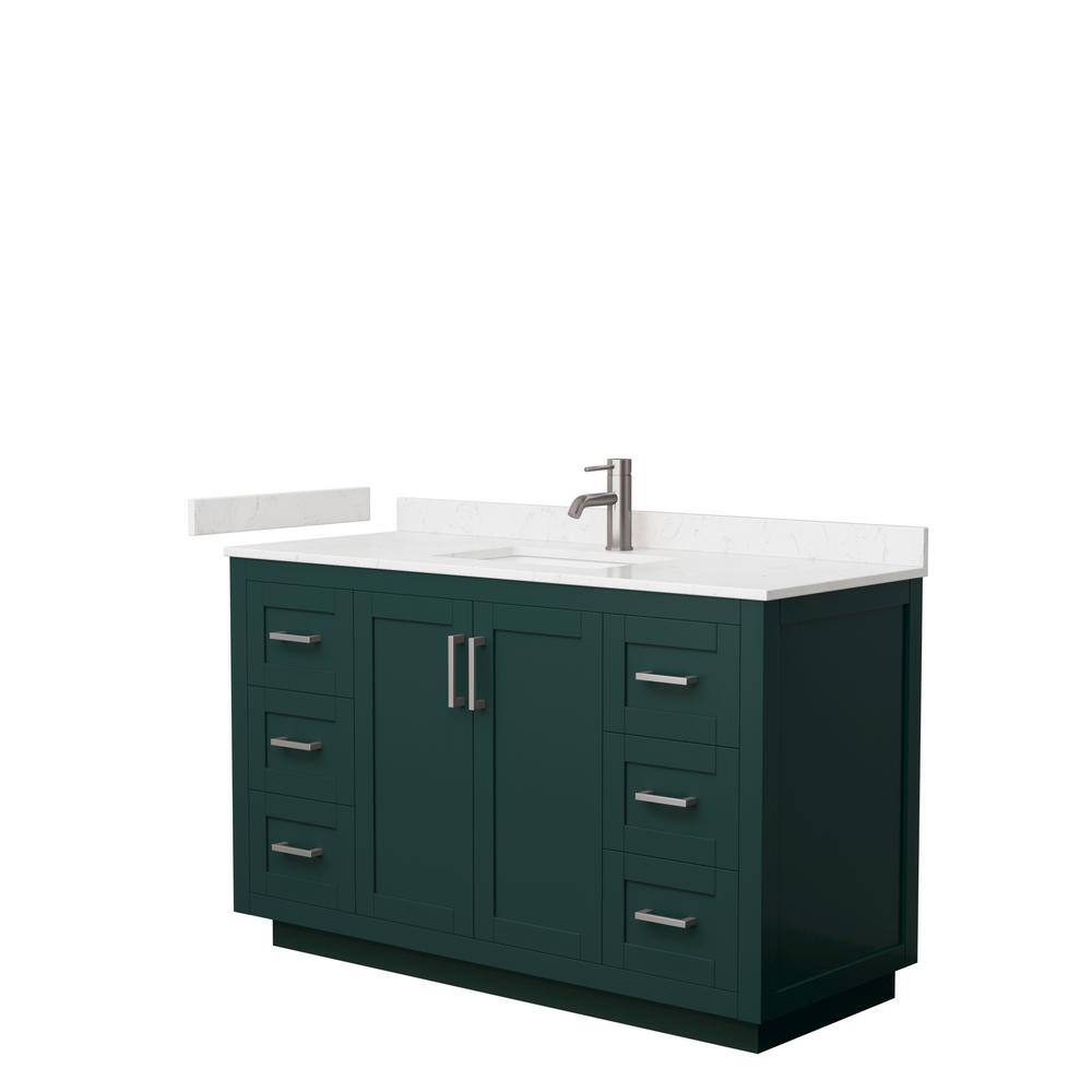 Wyndham Collection Miranda 54 in. W x 22 in. D x 33.75 in. H Single Bath Vanity in Green with Carrara Cultured Marble Top WCF292954SGEC2UNSMXX